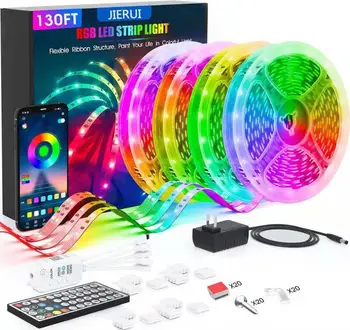 65.6ft 600 Lights Waterproof LED Light Strips Color Changing 5050 RGB with Music App Remote Controller led smart strip lights