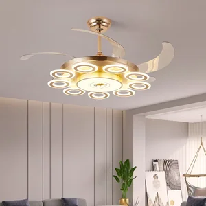 Modern Luxury LED Ceiling Fan with Light Iron Body & Remote Control for Indoor Living Room Decor