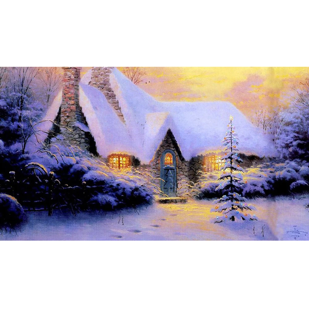 批发5d diy钻石画冬季雪景全圆钻马赛克钻石刺绣墙面装饰家居工艺品
