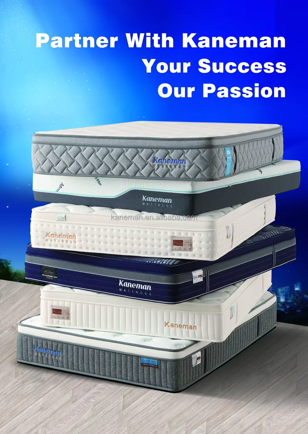 Cheap Roll Compressed Good Quality Queen King Size Blue Gel Memory Foam Mattresses Wholesale Factory
