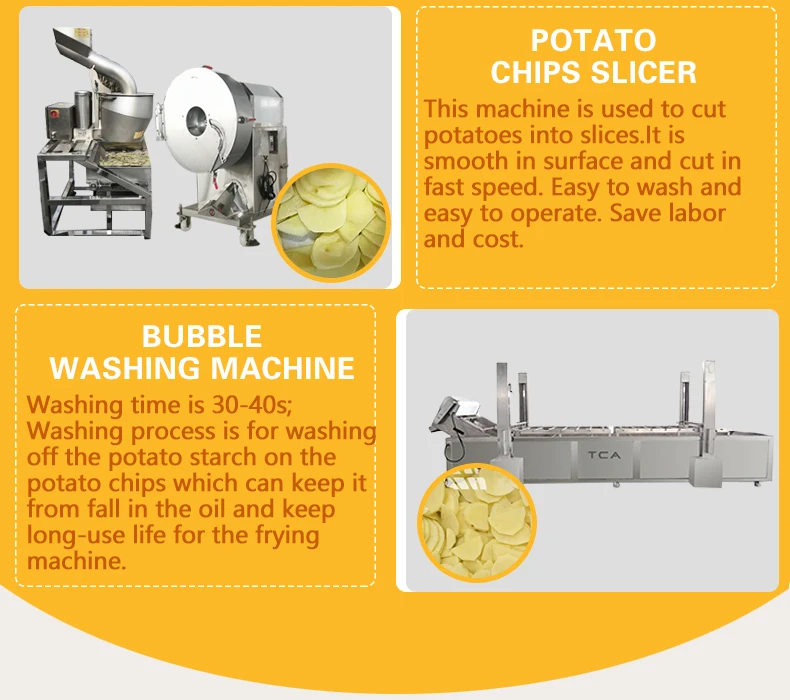 100-500kg/h SUS 304 potatoes chips making machine production line of potato chips machinery to make potato chips