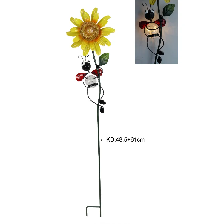 Path Wedding Sunflower Stake Solar Lights Metal Outdoor Camping Waterproof Bee Led   1