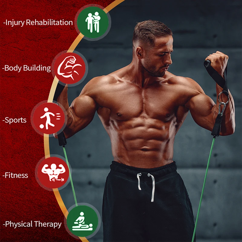 5 Levels Adjustable Workout Elastic 11pcs Latex Resistance Bands Tube Set