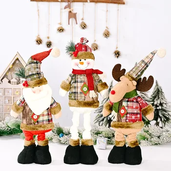 Large Standing Plush Christmas Doll with Retractable Spring Legs Santa Xmas For Holiday Home Decoration