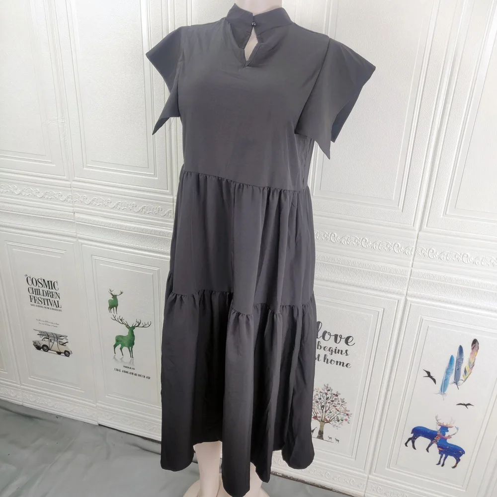 New Style Designer Midi Ladies Pleated Dresses Casual Asymmetrical ...
