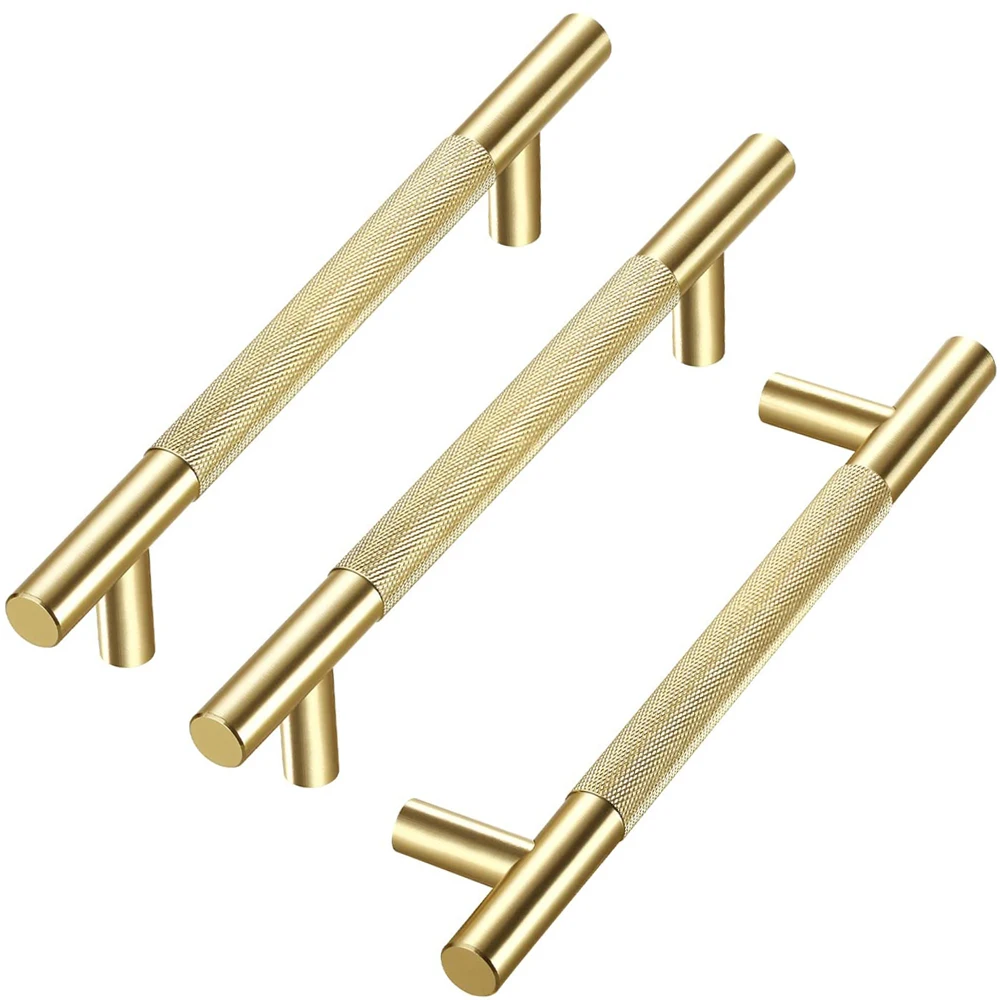 Brass Knurled Handles Gold Modern Wardrobe Dresser Cupboard