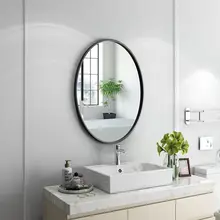Oval Aluminum Alloy Frame Brushed Aluminum Frame Wall Mirror Drawing-room Mirror for Home Decor