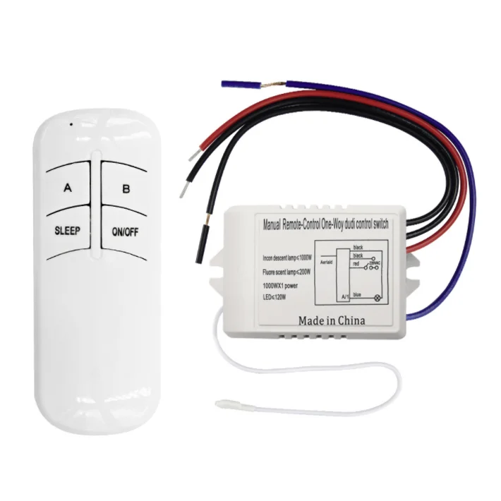 AC220V Remote Control Light Switch 1 Way Default On Program For