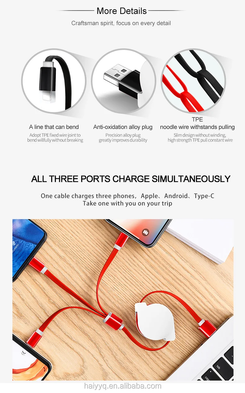 OEM ODM magnetic fast charging luminous l 3 in 1 charger 3-in-1 usb cable - ANKUX.COM