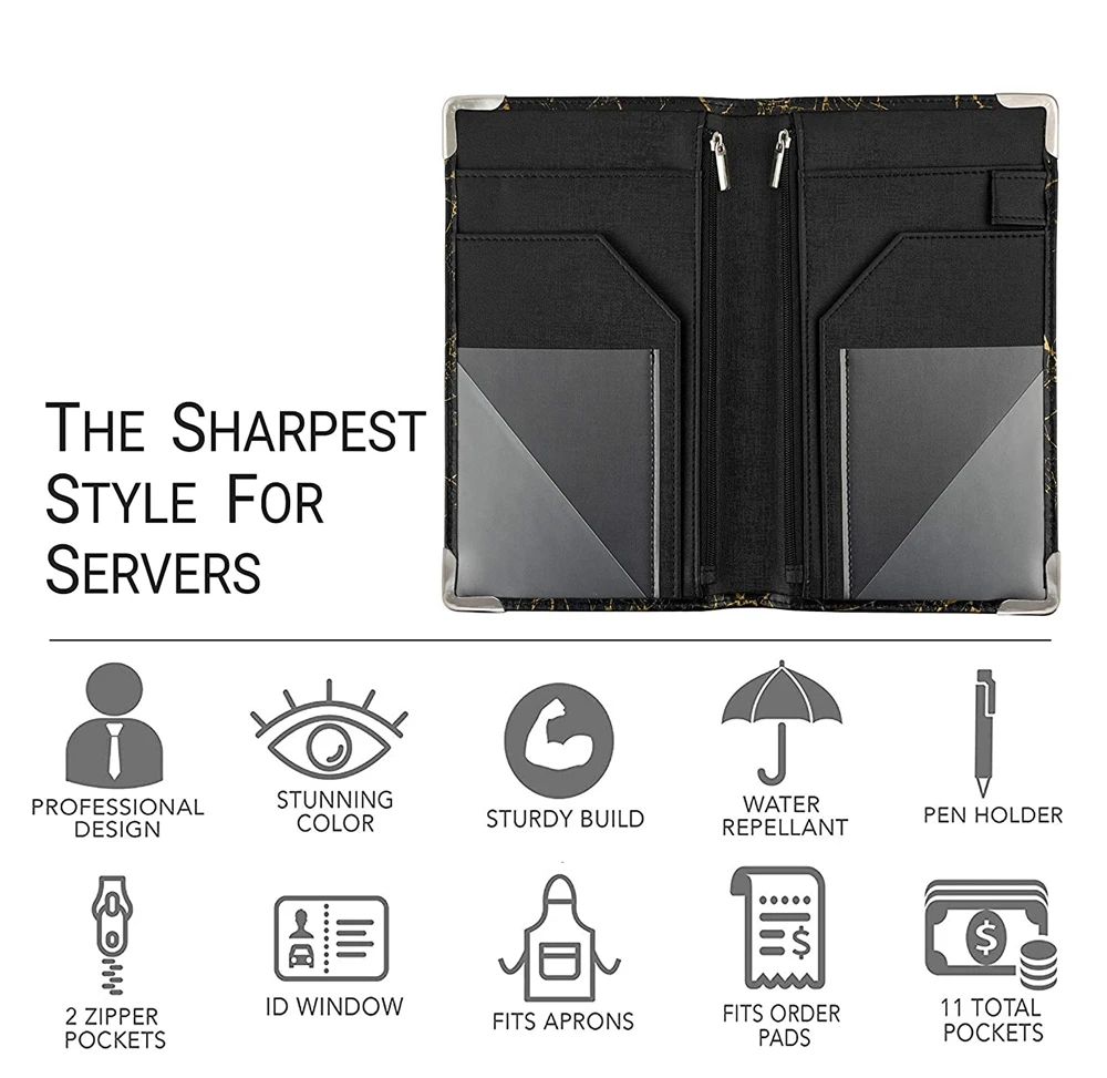 2023 Amazon best seller waiter wallet restaurant guest checkbook holder leather server book for waitress
