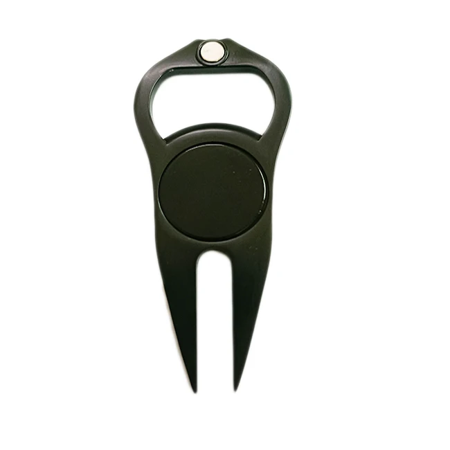Customized Golf Cleaner Multi Functional Grass Ball Pit Repair Tool with Ball Marking Green Fork Bottle Opener