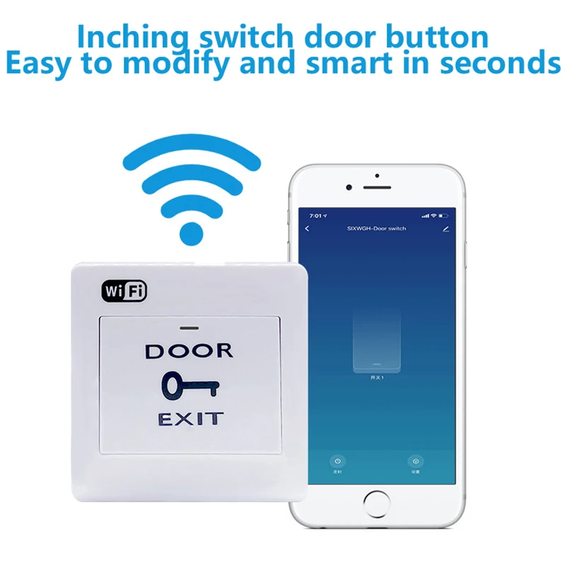 DC 3V Tuya Wifi Smart Switch Door Exit Push Release Button Smart Switch for Access Control System Smart Life App Remote Control