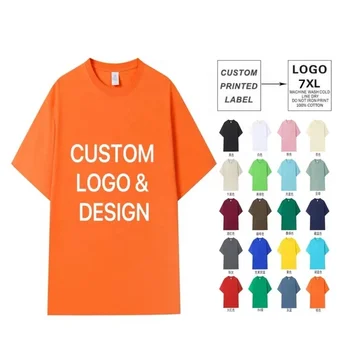 Men's Customized Summer printed t shirts Casual Blank short sleeve t-shirt Knitted O-Neck Plain Dyed men's street clothing