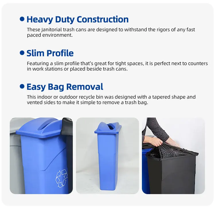 Rectangular garbage waste bin recyclable dustbin plastic outdoor kitchen trash can details