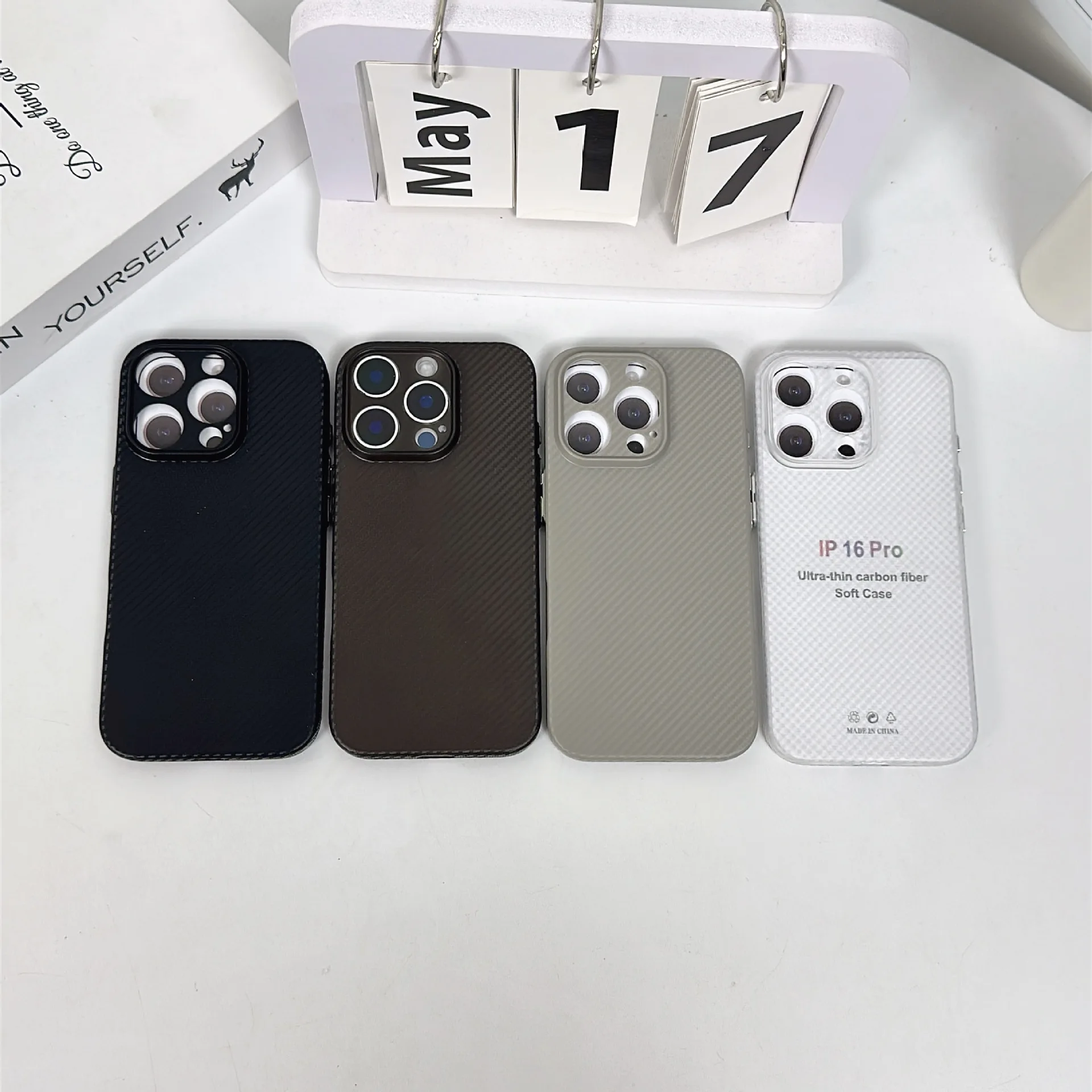 product ultra thin carbon fiber soft mobile phone case for iphone 17 pro max business anti scratch back shockproof full camera cover-5