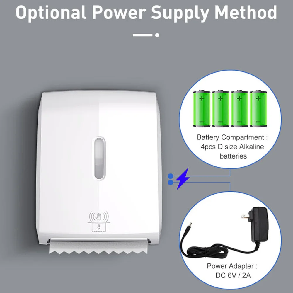 Kitchen Bathroom Battery Operated USB Automatic Auto Cut Sensor Toilet Tissue Jumbo Roll Paper Towel Dispenser