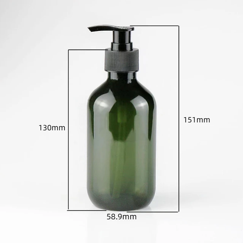 Wholesale 250ml 360ml Empty Hand Wash Bottle Green Pet Plastic Shampoo Lotion Pump Bottle Conditioner Plastic Bottle