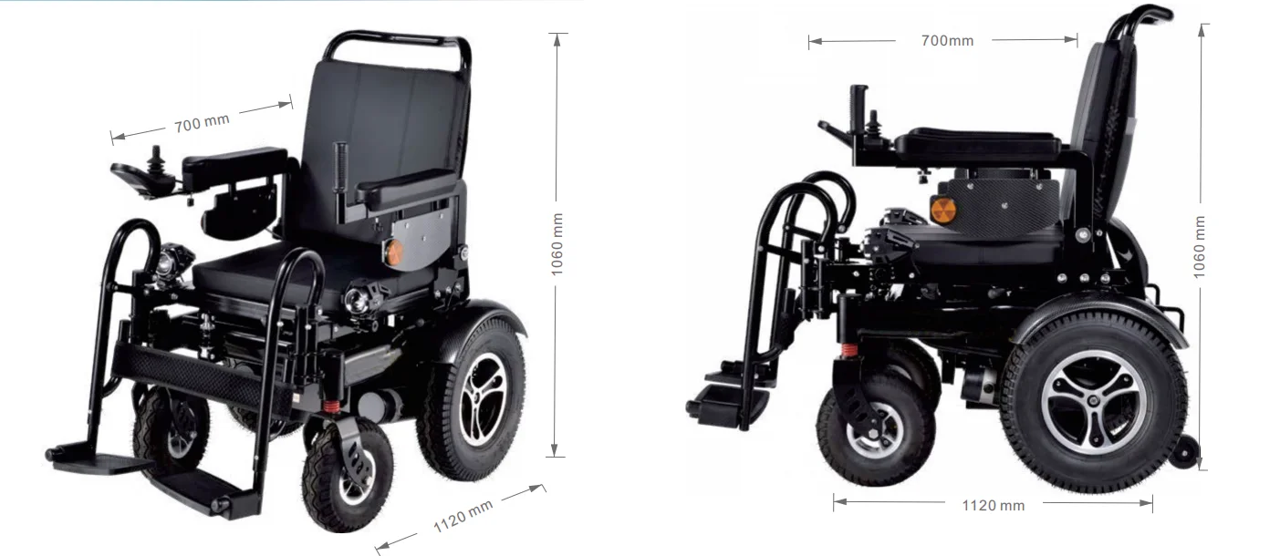 Low Backseat  Carbon steel frame Lead Acid battery Electric wheelchair manufacture