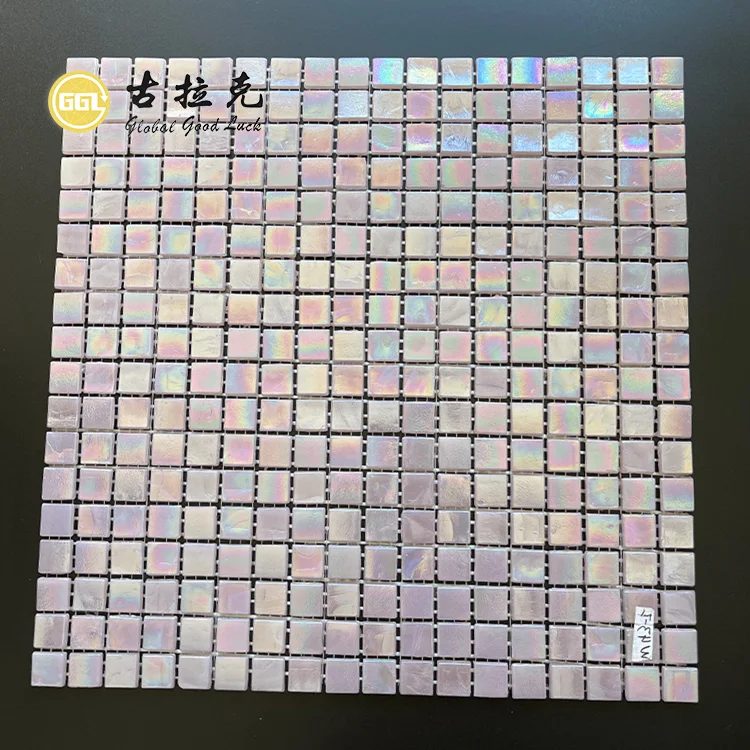 Iridescent Pink Tile Pool Swimming Tiles Hot Melt Glass Mosaic