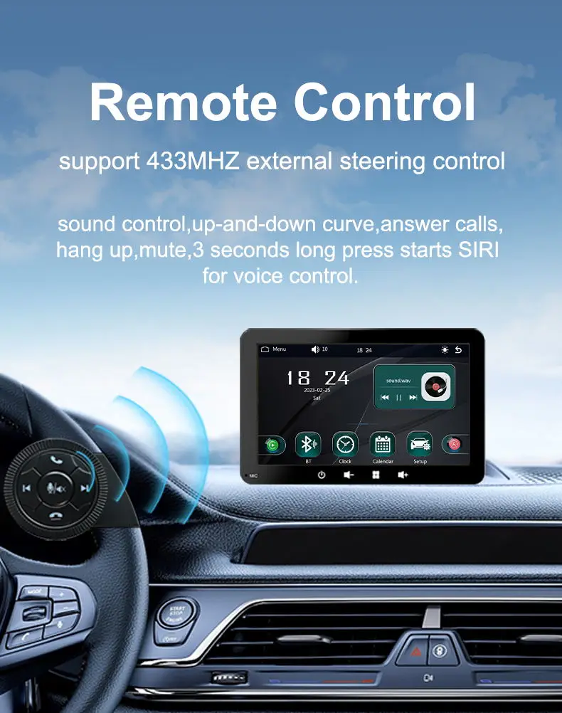 7 Inch Portable Linux Carplay Android Auto Phone Link IPS Screen Car Tablet