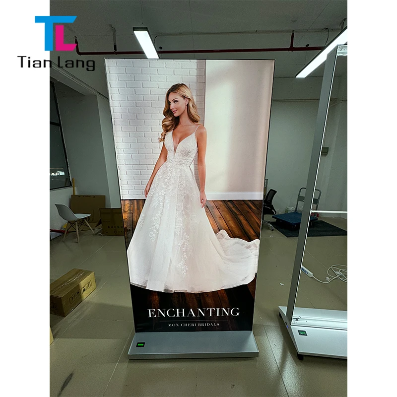 TianLang prijenosna 60*160cm podnožna SEG svjetlobna kutija brza instalacija prikaz s ponovno nabijivom baterijom i točkovima za reklamu