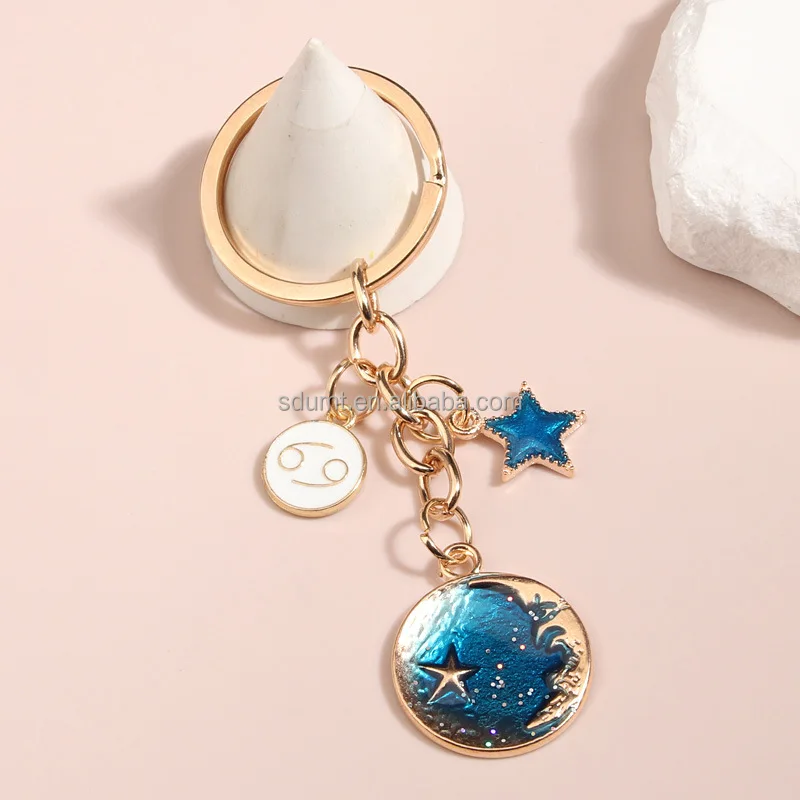 12 Constellations Keychain Keyring Pendant Gifts Metal Key Chains ...