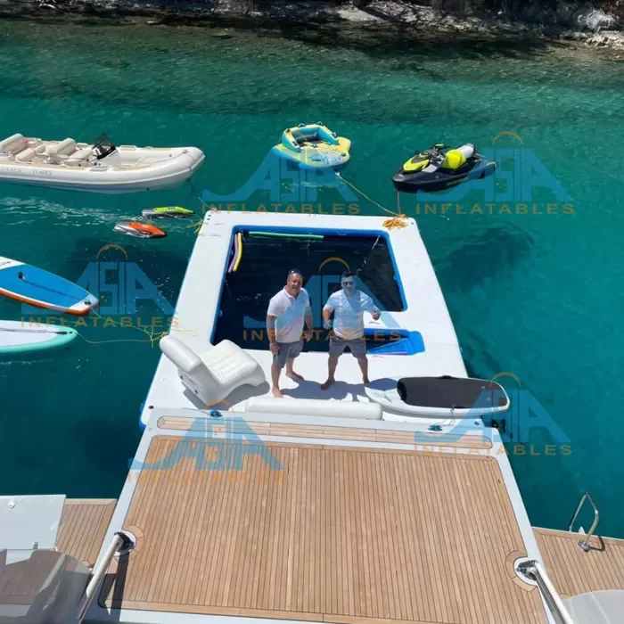 4M X 10M AIR Floating Inflatable Luxury Sea Ocean Swimming Pool With Safety Netting for Yacht Holiday Time