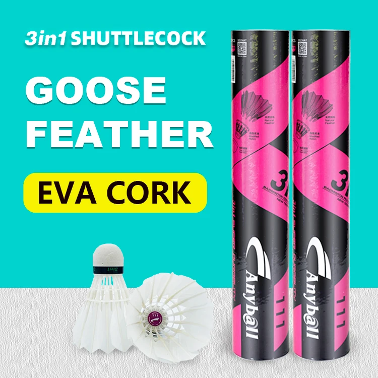 3in1 Original Factory Wholesale Shuttles EVA Cork Goose Feather Cheap Shuttlecock for Badminton Sports Training