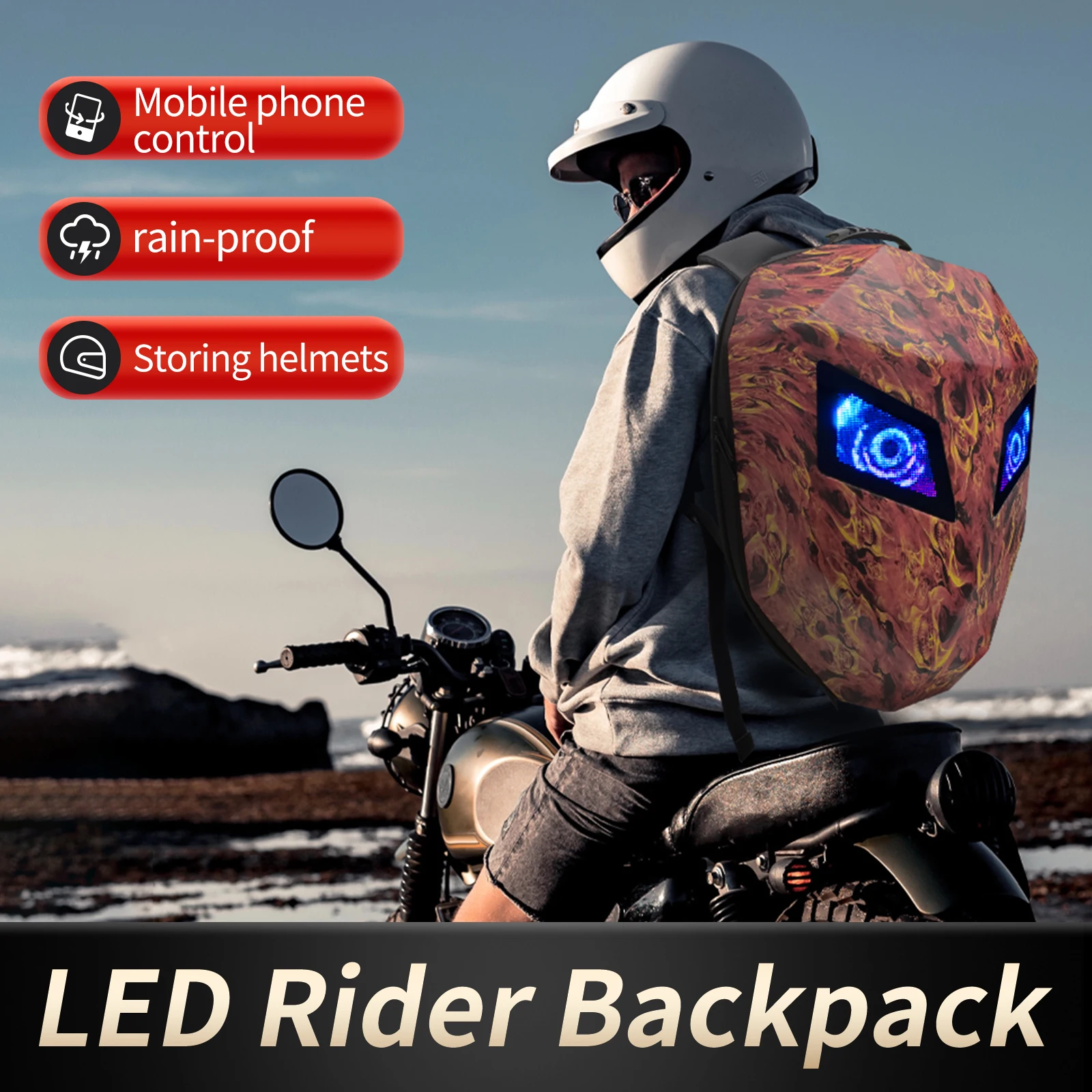Smart LED Motorcycle Backpack - Waterproof & Programmable