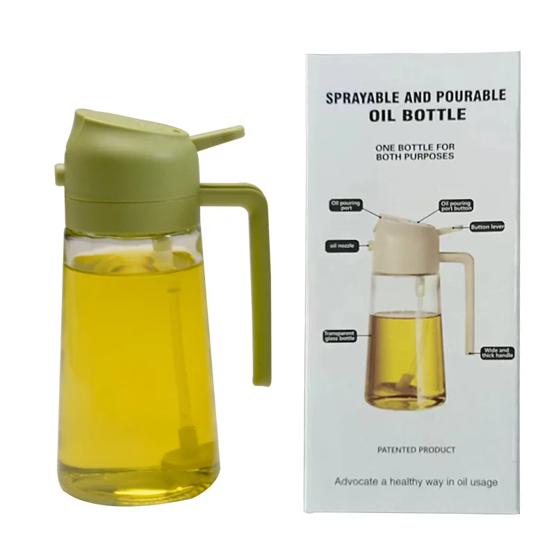 2 in 1 Oil Mister Cooking Glass Spray Oil Bottle Control Container Vinegar Dispenser Food Olive Oil Sprayer for Kitchen Cooking