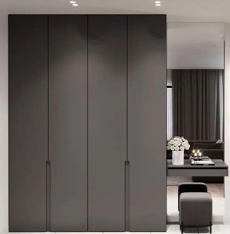 KEJIA Luxury Black Lacquer Sliding Door Wardrobe Bedroom Furniture Modern Wooden Wardrobes Bedroom Closet