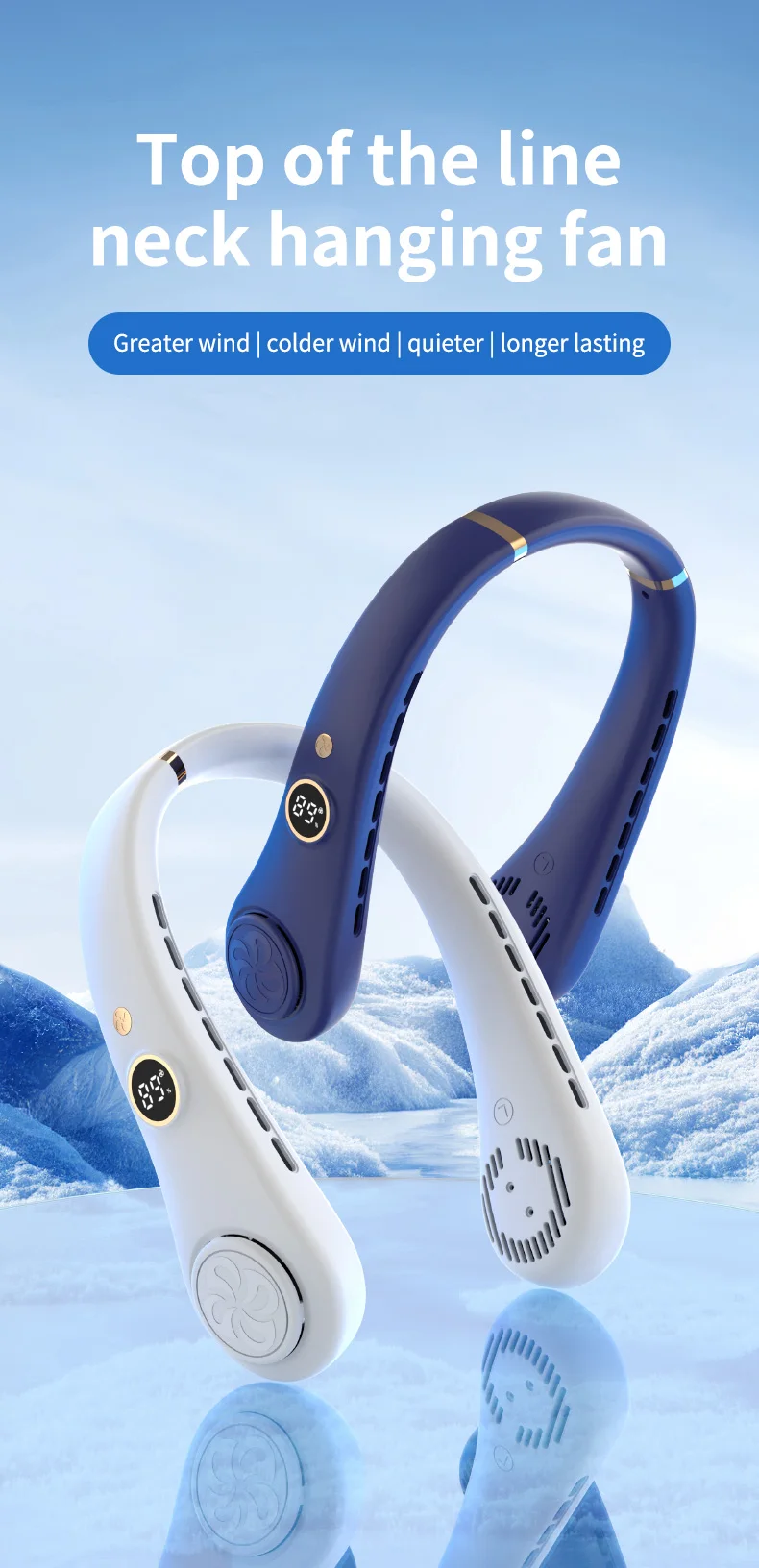 2025 Summer Portable Wearable Mini Portable Neck Fan USB Rechargeable Hands-Free Cooling Fan Air Conditioner Bladeless_voghion.com