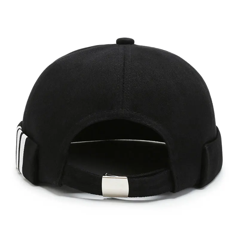 Retro Mens Rolled Cuff Cotton Brimless Hat - Skullcap