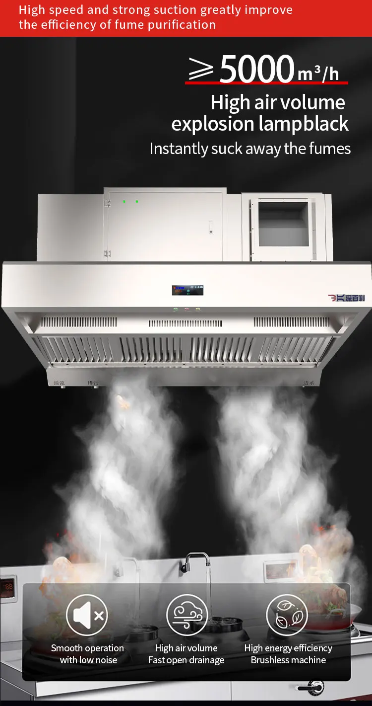 Shenbaili Commercial Range Hoods For Chinese Restaurants Integrated Range Hood For Oil Fume