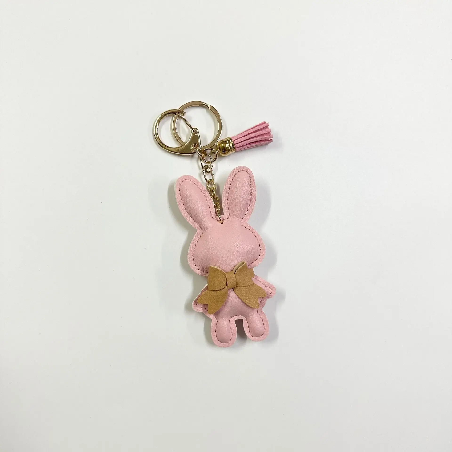 Cute Rabbit PU Leather Key Chains Bag Purse Charm Decoration Kawaii Bunny Bag Pendant With Tassel Keychain