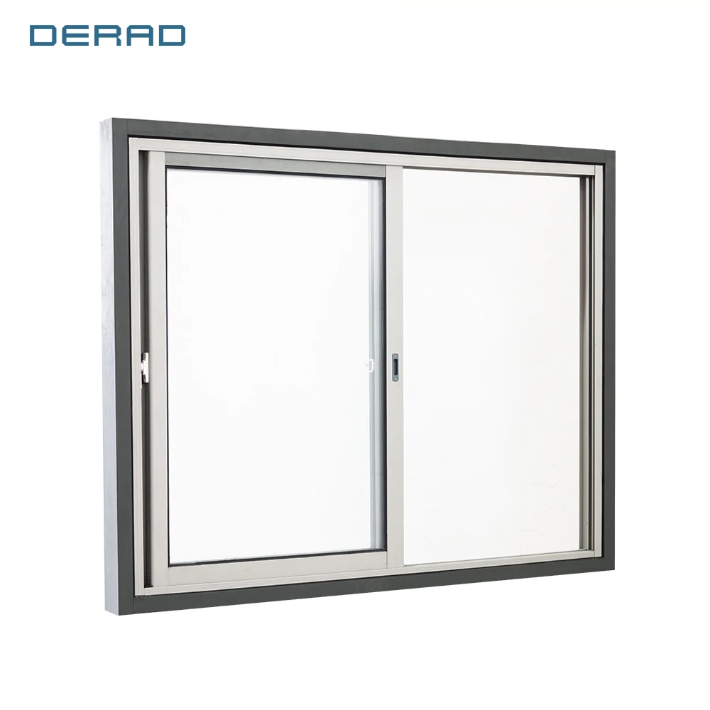 Aluminium Double Glass Sliding Windows for Office School Hotel Sliding Window with Hardware Handle Lock