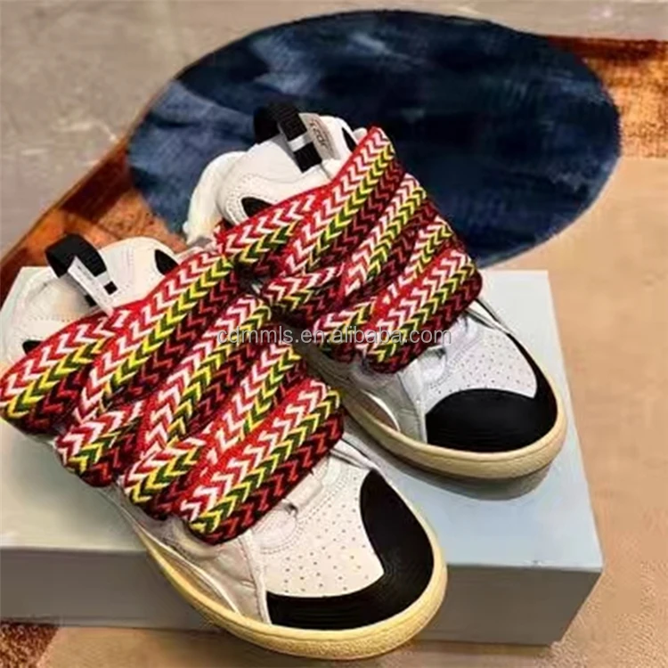 Women's low heel sneakers personalized color contrast casual fashion shoes lace up flat bottom custom large women's shoes