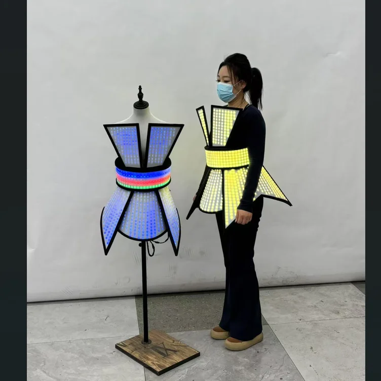 modern technology fancy dress Future Technology Women's LED Dress with Sexy Silver Skirt Performance DJ  Singer Stage Costume Cosplay Costume
