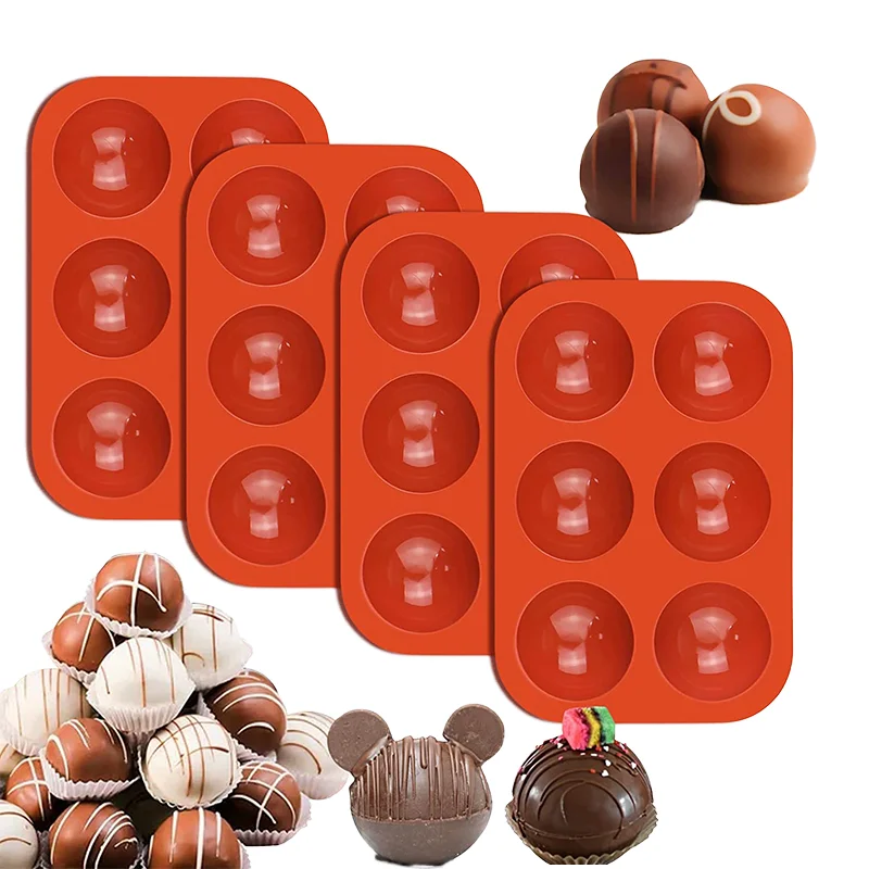 Chocolate Molds Silicone with 6 Semi Sphere Jelly Holes Half Round Jello Dome Mousse Cocoa Bomb Ball Baking Molds