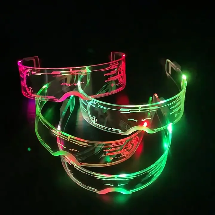 Flashing Led Light Up Cyberpunk Glasses Neon Luminous Foldable 7 Colors 