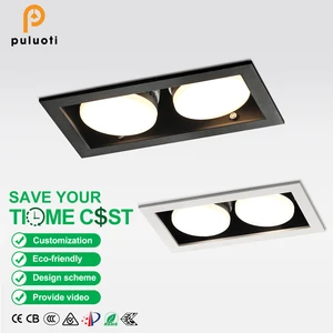 PULUOTI Modern Black 3000K LED Down Light Energy Saving Ceiling Recessed Square Aluminum Body for Indoor Residential Use