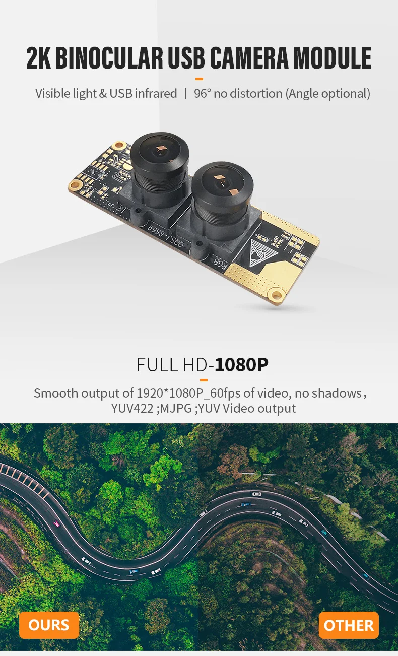 DGZX High definition dual 1080P IMX307 OV2710 HDR wide dynamic USB mipi binocular camera module插图