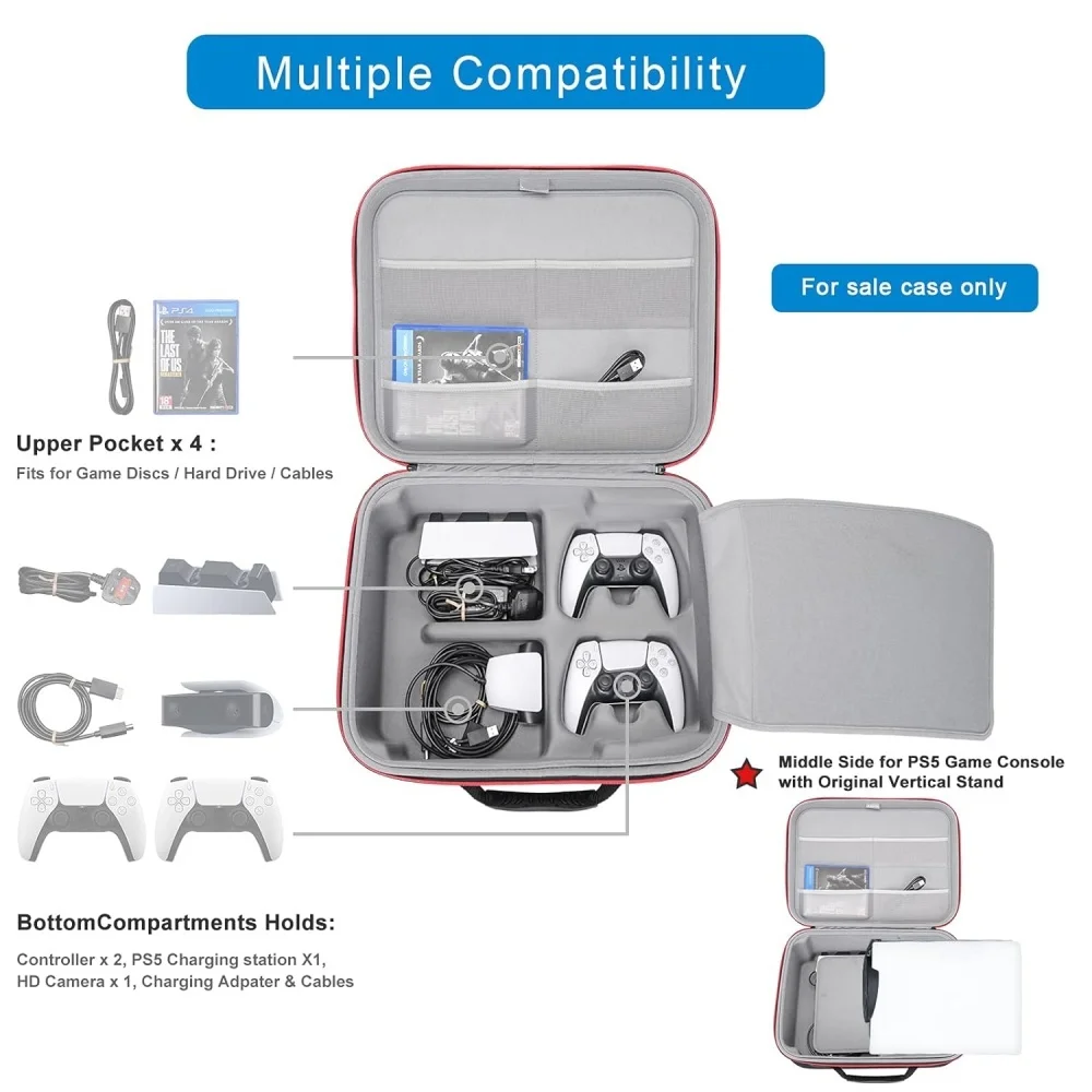 product hard eva case for ps5 gaming console and other accessories waterproof  portable laudtec-3