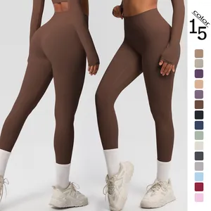 High Quality Solid Color Tight Yoga Legging High Waist Drawstring Hip Lifting Quick Drying Breathable Plus Size Sports Pants for