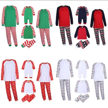 Custom Women's Sleepwear Kids Autumn Xmas Christmas Pyjamas Pjs Set 2022 Blank Family Matching Christmas Pajamas For Family