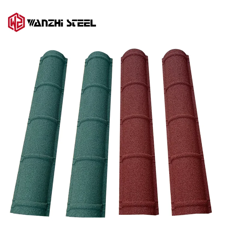 WANZHI STEEL Multifunctional Metal Roof Tiles Roofing Classic 0.40mm Gague Green Black Stone Coated Tile