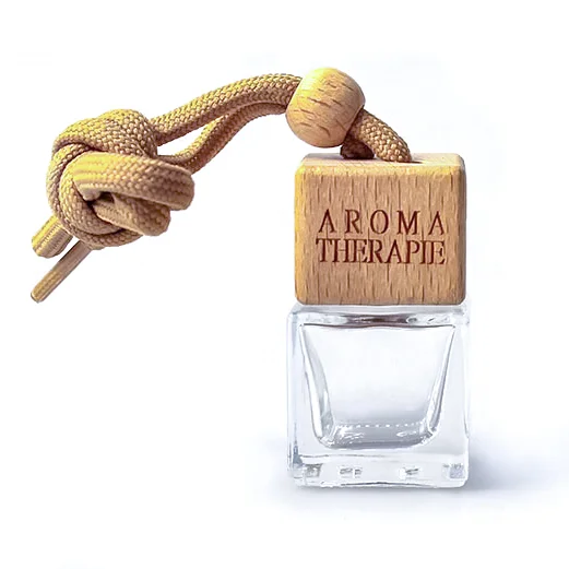5ml 8ml Empty Square Shaped Diffuser Bottle Wooden Car Perfume Bottles Hanging Car Air Freshener for Car Diffuser Use