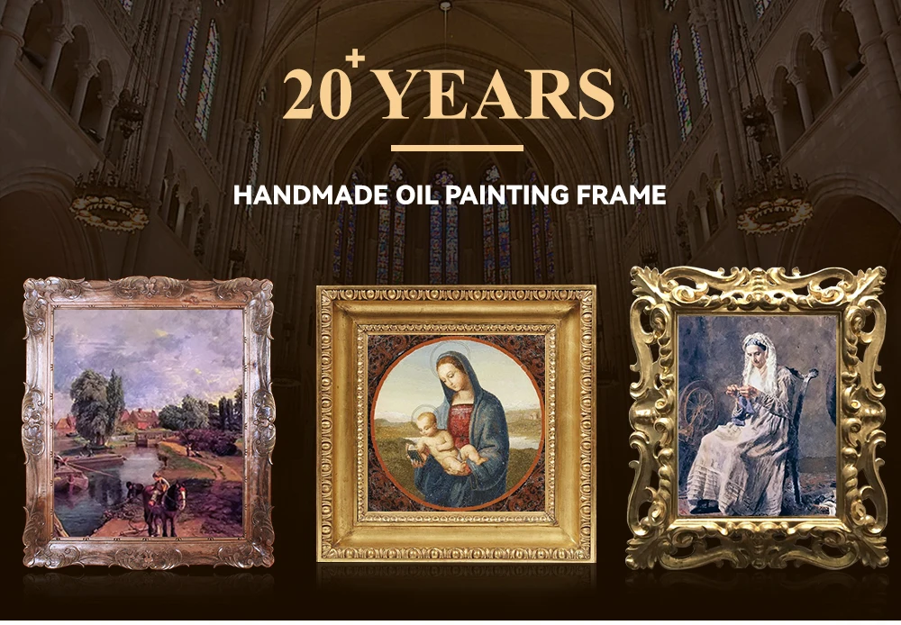 Pure Handcarved Oil Painting Frame European Classical Retro Gold Foil
