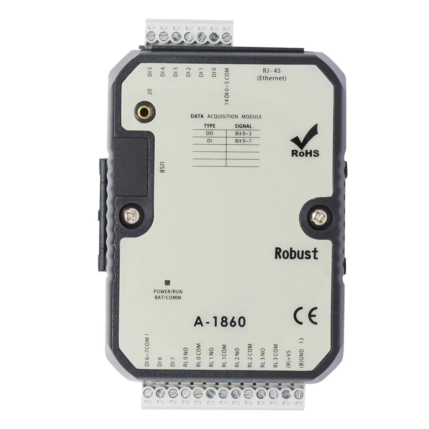 Ethernet Relay I/O Module with 8DI 4DO Modbus TCP (A-1860)