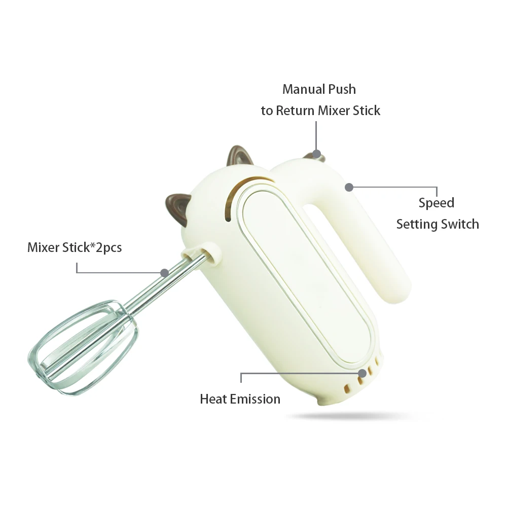 2Pcs Electric Whisk Hand Mixer Blender Mini Egg Beater Handheld Home Kitchen 